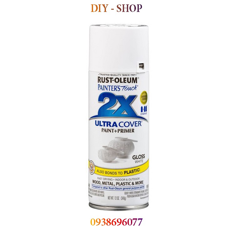 Sơn xịt màu Trắng 2X - Ultra Cover White Spray ( Mờ, Bóng, Chìm)