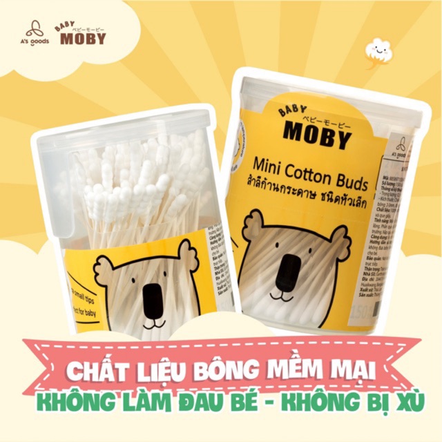 Tăm bông Moby cỡ nhỏ (150 cái/hộp)