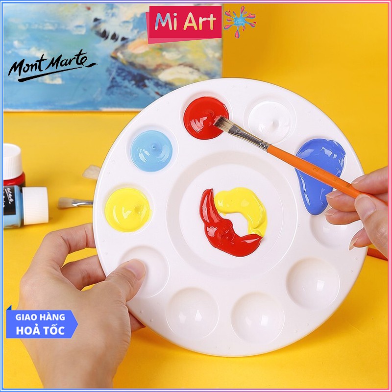 Khay Pha Màu Nhựa Tròn 17cm Mont Marte - Round Plastic Palette 17cm - AMPL0001