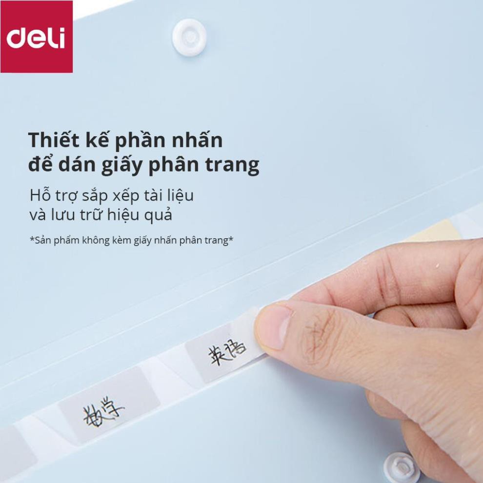 Cặp đựng tài liệu A4 Deli - 8 ngăn phân trang  - file lưu trữ tài liệu - linfini - Xanh Dương / Trắng - 72456 [Deli]