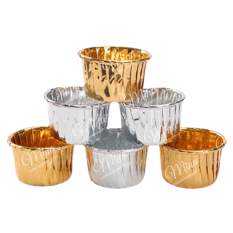 Cốc đựng bánh CupCake Nhôm Vàng/Bạc 50 chiếc
