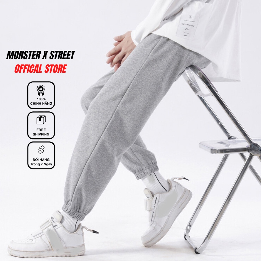 Quần jogger unisex Monster X Street bo gấu dáng thể thao xuông nam nữ nỉ bông bigsize basic pants NHIỀU MÀU