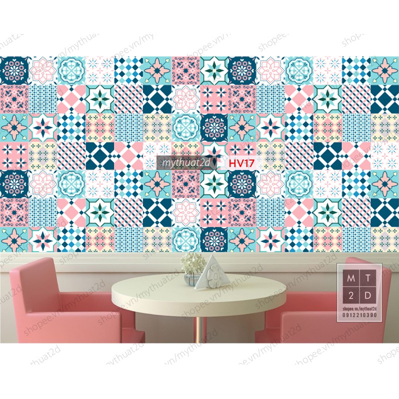 Decal gạch bông - Mua 3 Tặng 1 - màu Pink-Cyal_kt 120x60cm | BigBuy360 - bigbuy360.vn