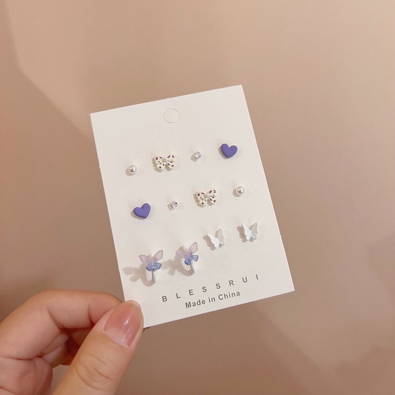 Set 6 Đôi Khuyên Tai Nhiều Kiểu Dáng Thời Trang Cho Nữ