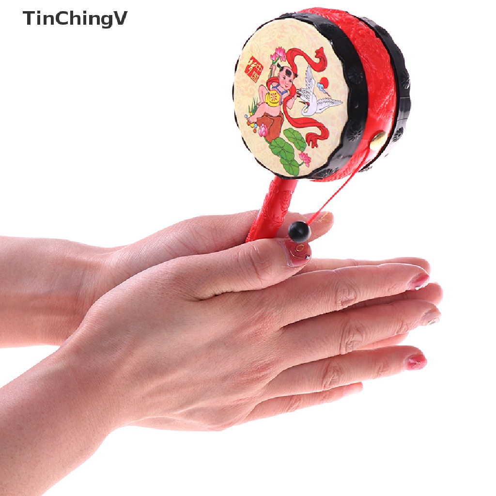 1 Đồ Chơi Trống Lục Lạc Cầm Tay Kiểu Hoạt Hình Trung Hoa Truyền Thống Cho Bé