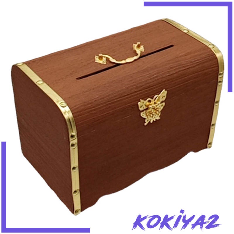 Hộp đựng tiền tiết kiệm bằng gỗ có khóa kiểu cổ điển