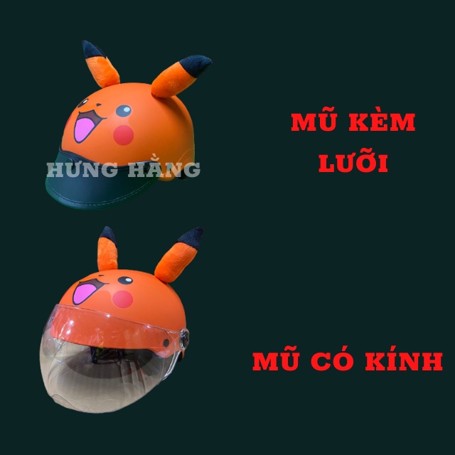 nón bảo hiểm hình picachu có tai siêu cute đáng yêu mũ bảo hiểm trẻ em cho bé từ 1 tuổi