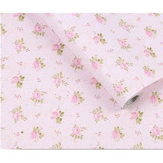 Decal giấy dán đóa hồng nhỏ nền hồng khổ 45cm ( giá bán 1m dài )