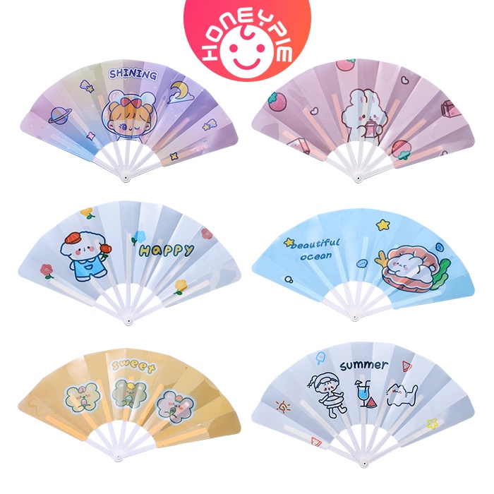 Quạt Xếp Cầm Tay Bằng Nhựa Hình Hoạt Hình Cho Học Sinh