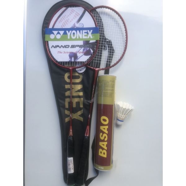 Combo Bộ 2 vợt Yonex lưới căng, nhẹ Kèm 10 quả Cầu Lông