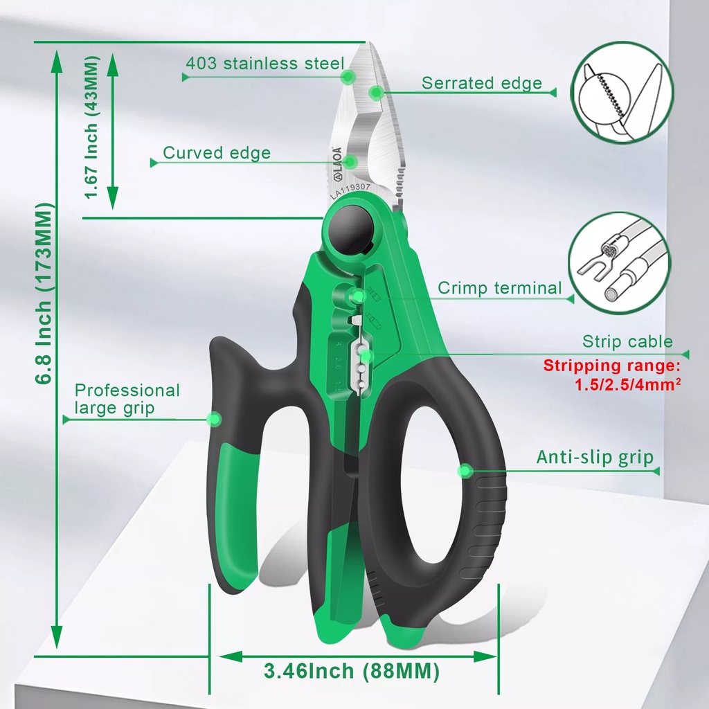 Kéo cắt dây cáp 80mm2 LAOA LA119307 chuyên dụng, thép không gỉ 4034, hàng chính hãng