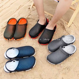 Dép sục nhựa dẻo lưới lỗ tổ ong đi mưa bít mũi nam siêu nhẹ IDEP - SL015