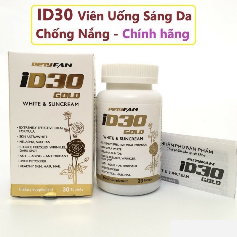 Viên Uống Trắng Da Chống Nắng ID30 GOLD PETYFAN 30 Viên
