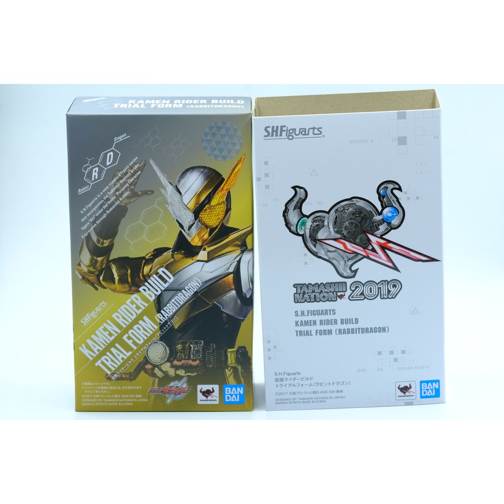 Mô hình SHF Build Trial Form Rabbit Dragon Chính Hãng Bandai Kamen Rider S.H.Figuarts Gold Rabbit Silver Dragon Hàng New