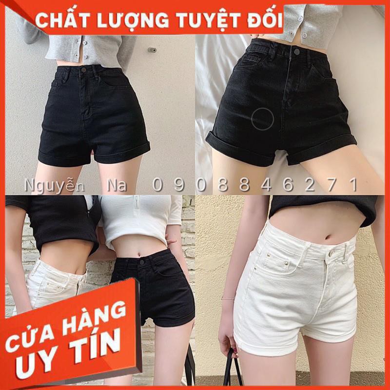 QUẦN SHORT JEANS TRẮNG/ĐEN CO GIÃN LƯNG CAO- hình thật sp