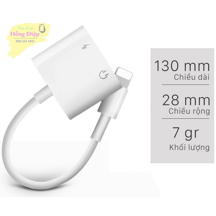 Cáp Chia Cổng Lightning Sang Lightning Kèm 3.5mm Cho Iphone 7/8/X kết nối bluetooth