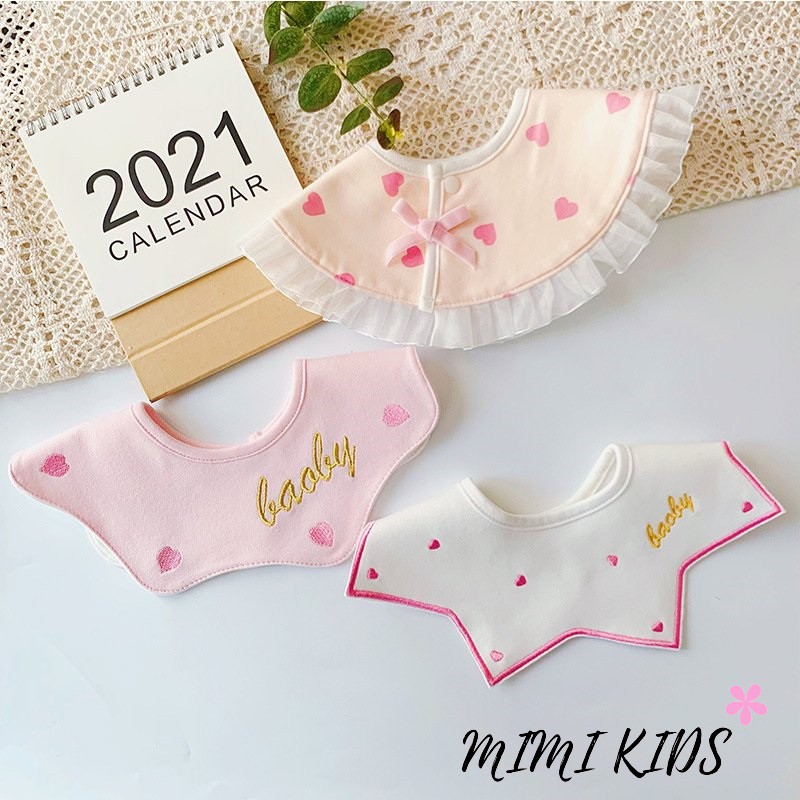 Set 3 yếm cổ tròn Cotton cao cấp chống thấm nước phong cách Hàn Quốc Mimi Kids cho bé YC01