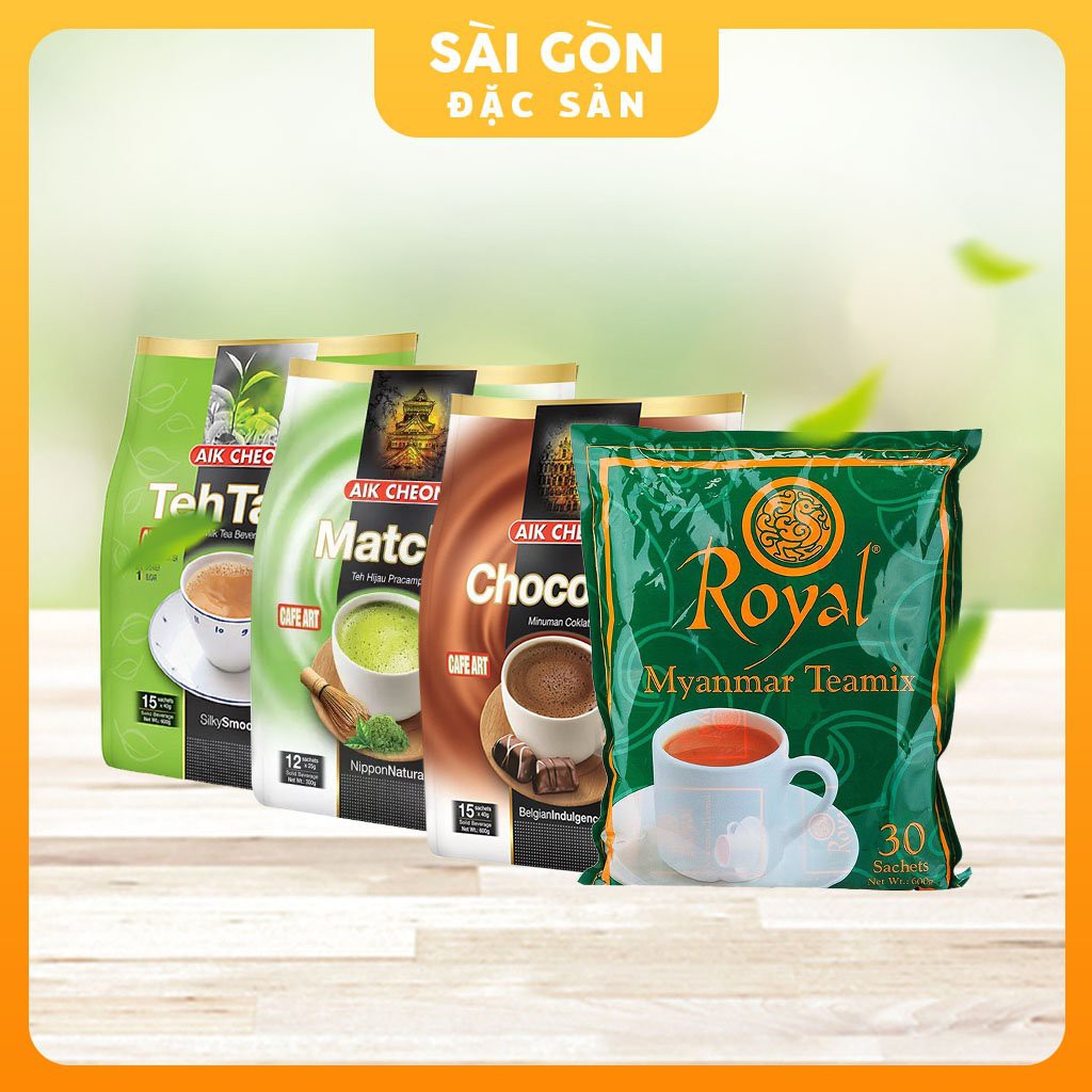 Trà Sữa Tự Pha Gói Nhiều Vị Matcha, Teh Tarik, Royal Myanmar Teamix, Chocolate, Trân Châu Đen