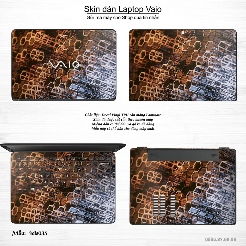 Skin dán Laptop Sony Vaio in hình 3D Color (inbox mã máy cho Shop)