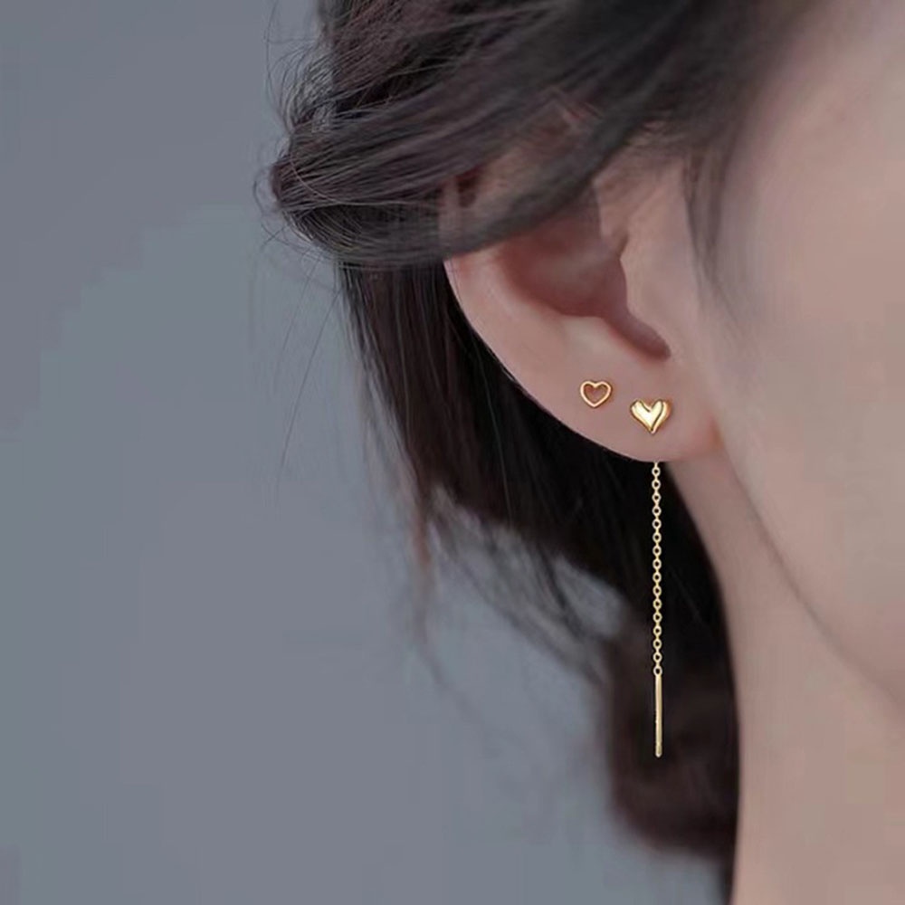Đôi Khuyên Tai Dáng Dài Phối Hình Trái Tim Thời Trang Cho Nữ