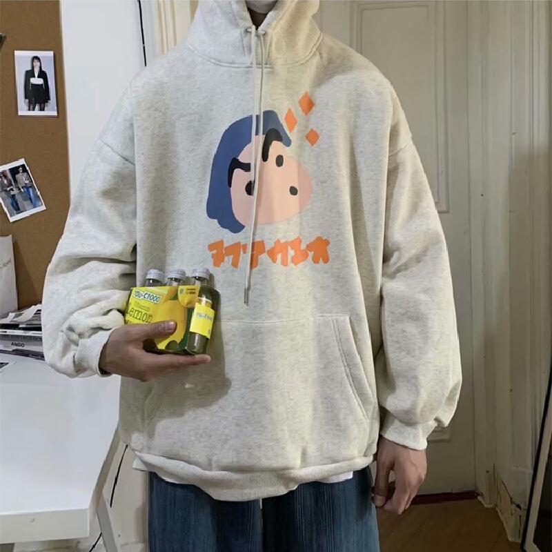 Áo Hoodie Mùa Đông Tay Dài Dáng Rộng Có Túi In Họa Tiết Hoạt Hình Thoải Mái Thời Trang Cho Nam Size M-8XL