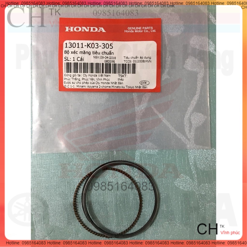 Bộ Xéc măng tiêu chuẩn (cos 0) WAVE RSX 110 2014-2016 (Mã Số; 13011K03305) - chính hãng