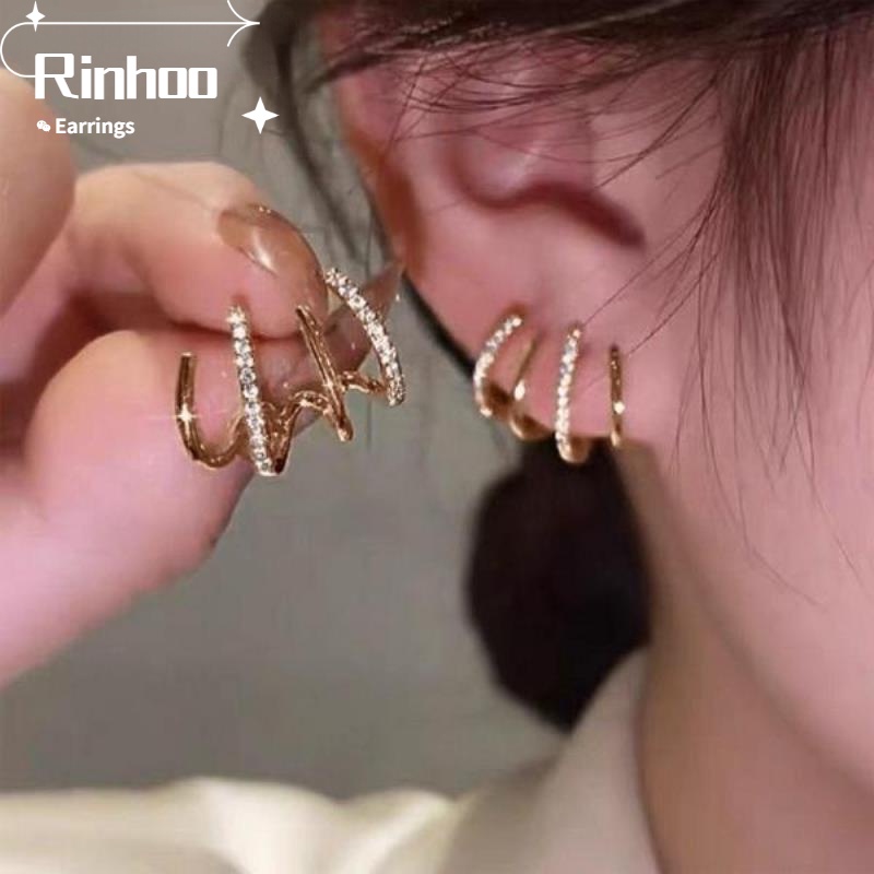 Khuyên tai Gmai đính pha lê thời trang phong cách Hàn Quốc