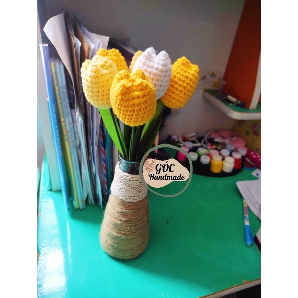 Bó hoa tulip bằng len (9 bông)