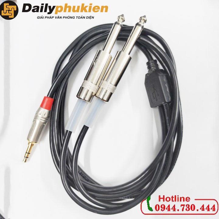 Cáp chuyển 3.5mm ra 2 đầu 6.5mm cho loa , đàn, mixer giá rẻ dailyphukien