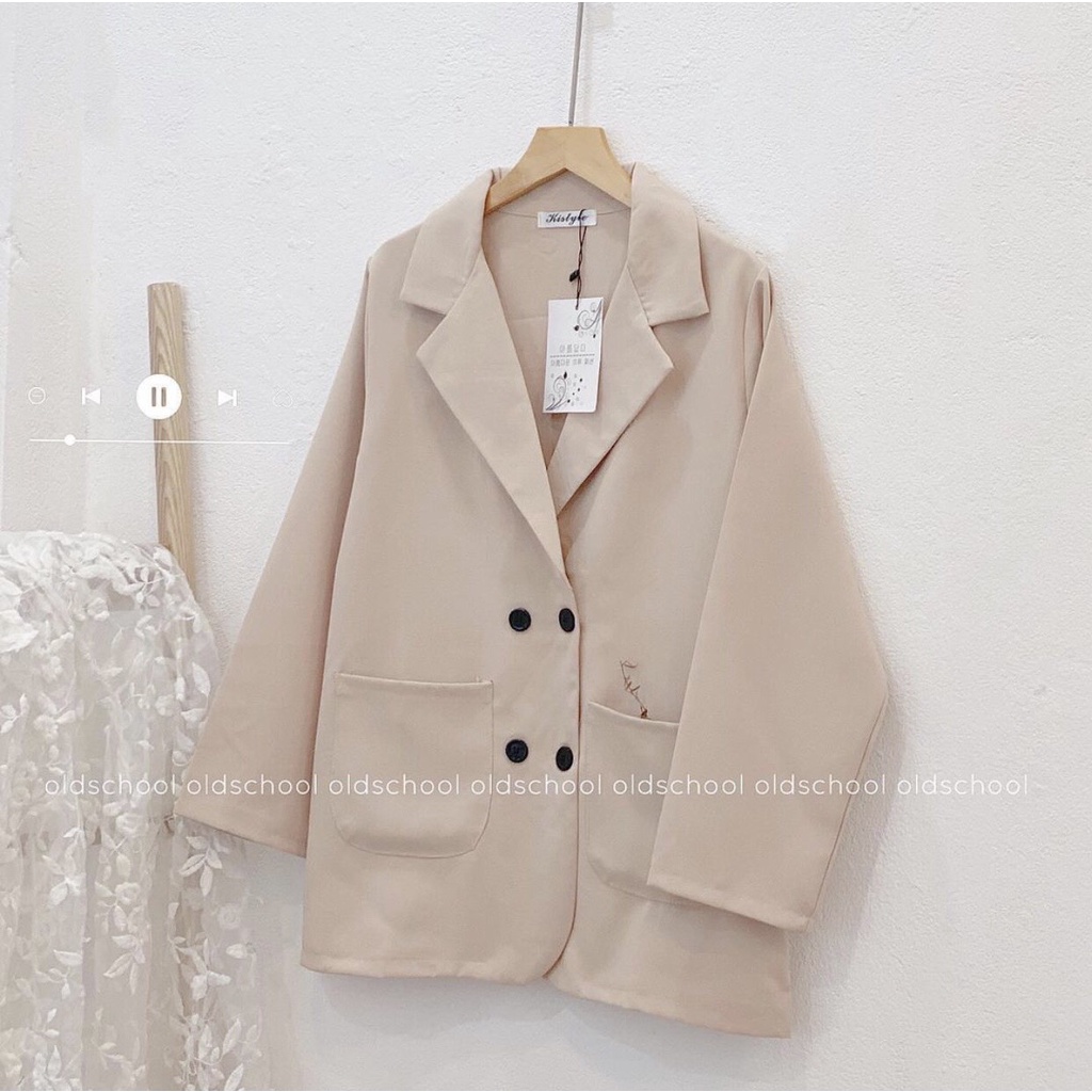 [Ảnh thật/Sẵn] Áo khoác blazer 1 lớp túi nắp ulzzang - Áo vest 1 lớp dáng rộng
