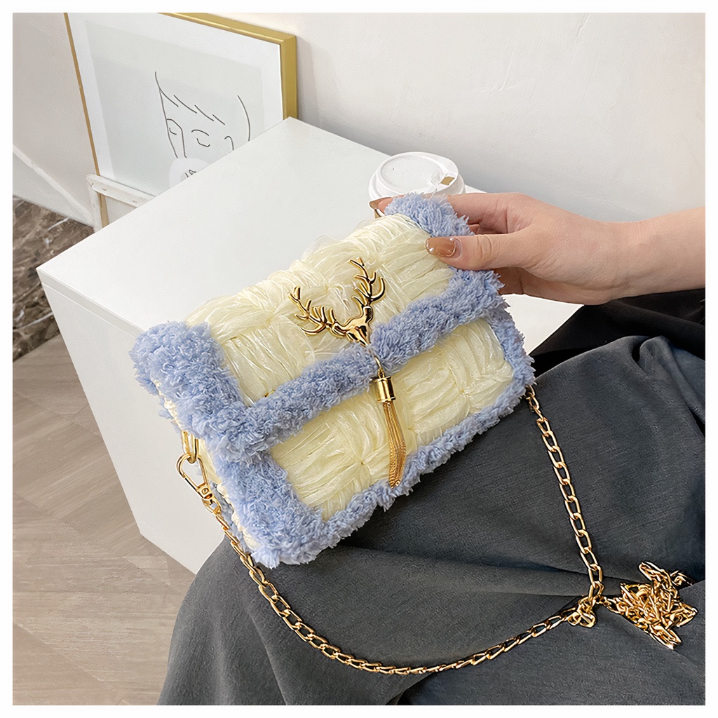 Túi đeo chéo tự đan handmade thời trang ruy băng phối len - Phụ kiện đan túi HAVAKI