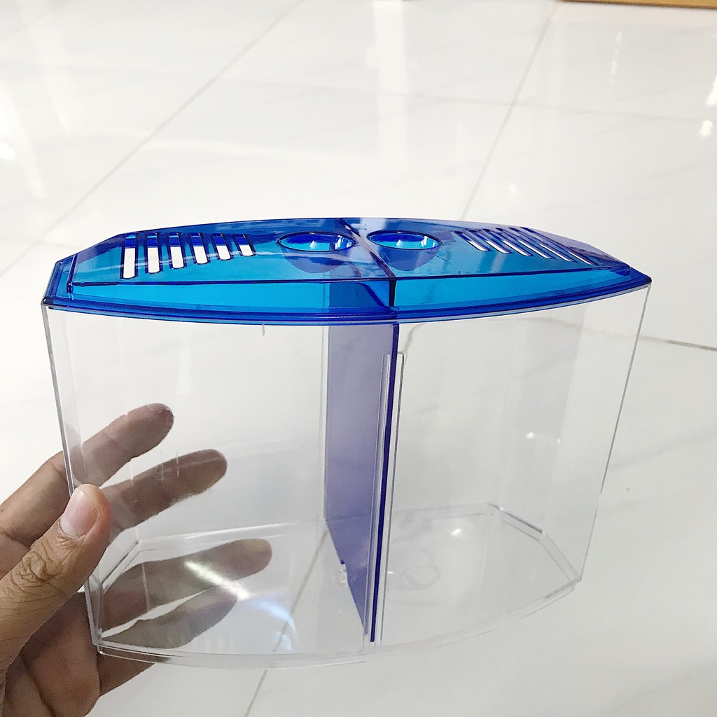 HỦ NHỰA 2 NGĂN NUÔI CÁ DÀI 22CM RỘNG 8CM CAO 15CM