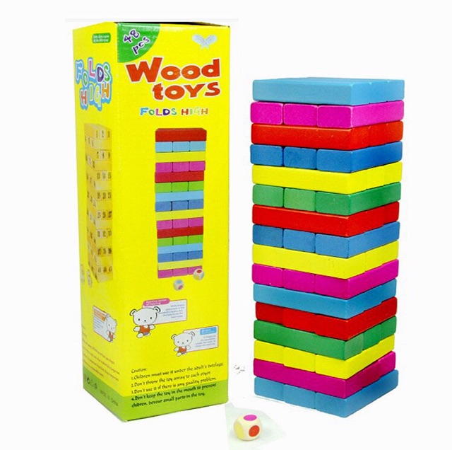 Đồ chơi rút gỗ số + sắc màu 48 thanh