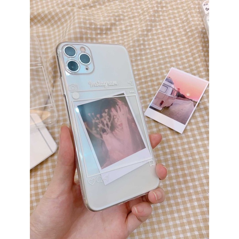 Ốp dẻo trong suốt Instagram cho iPhone tặng ảnh polaroid