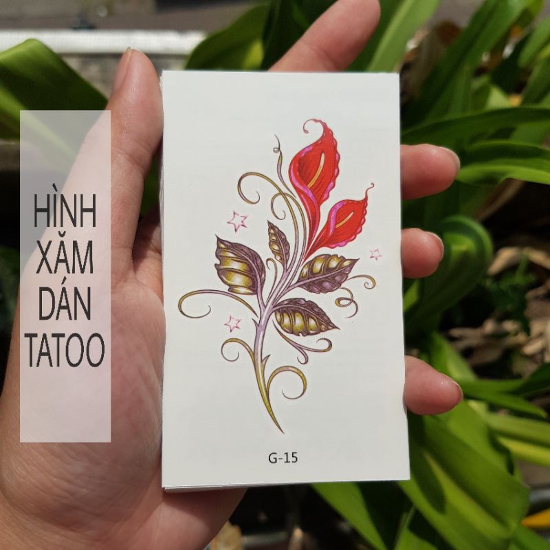 Hình xăm hoa hồng môn g15. Xăm dán tatoo mini tạm thời, size &lt;10x6cm