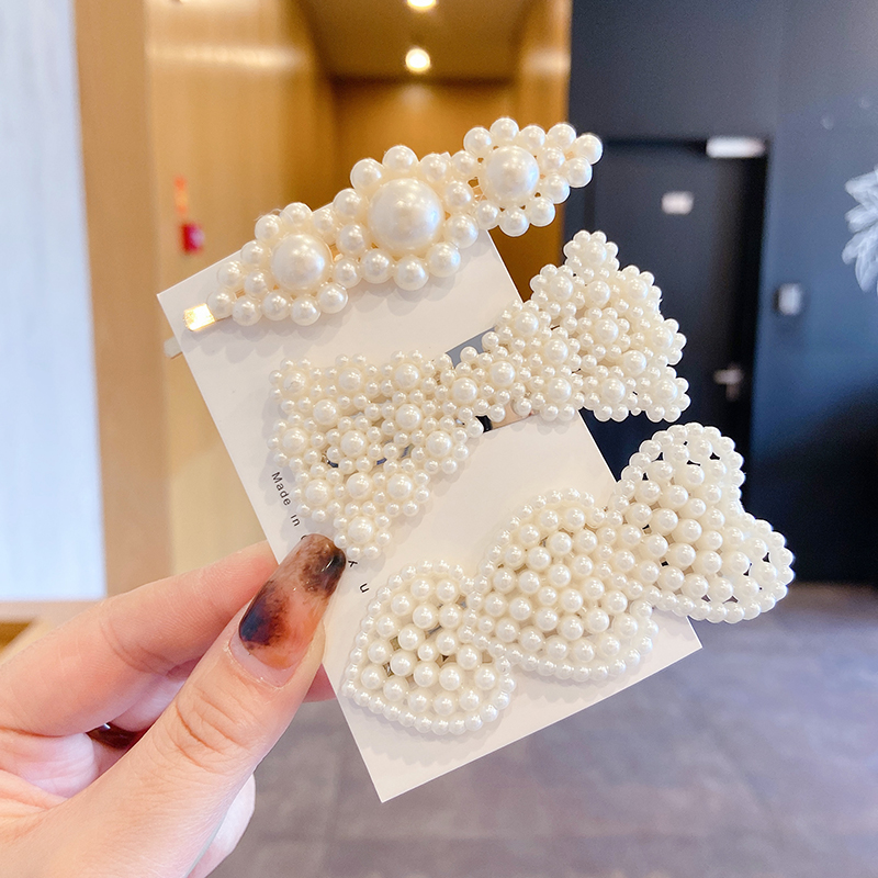 Bộ Kẹp Tóc Đính Ngọc Trai Xinh Xắn Theo Phong Cách Hàn Quốc