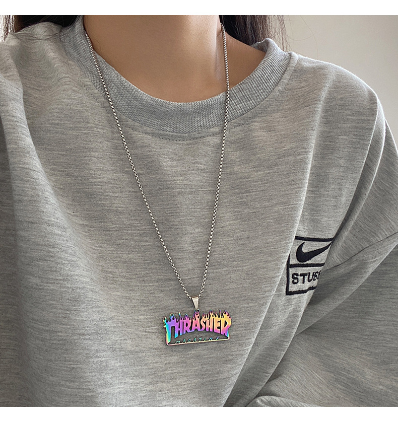 Dây Chuyền Thép Titan Không Gỉ 22732 Có Khắc Chữ Phong Cách Hip Hop