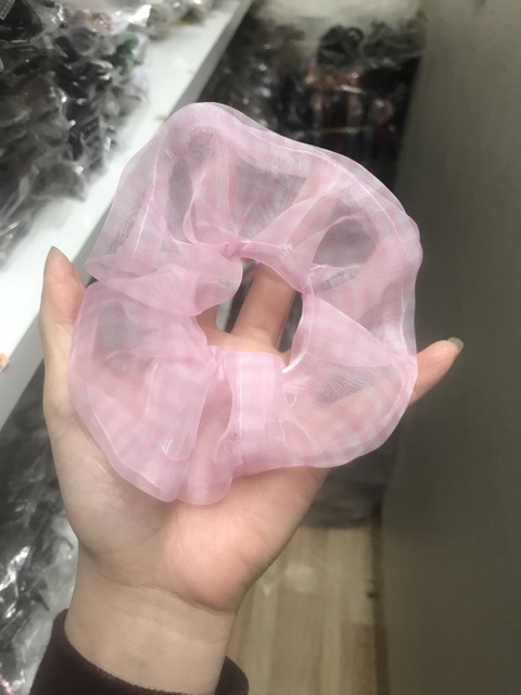 Sỉ 10 dây buộc tóc scrunchie vải bản to 4,5-5cm