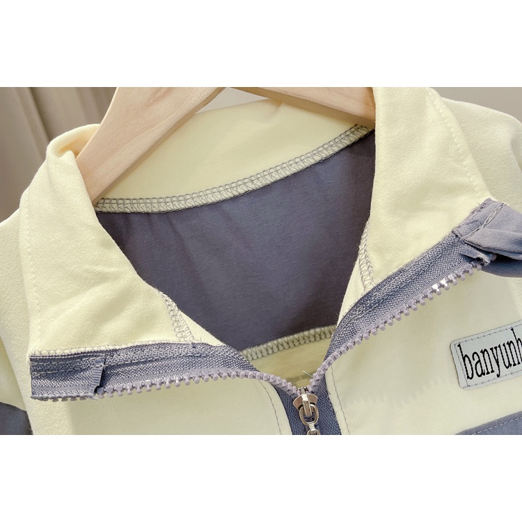 Set Đồ Thể Thao Gồm Áo Khoác Có Khóa Kéo Và Quần Dài Phong Cách Hàn Quốc Kiểu Mới Cho Bé Trai / Gái 80-120cm