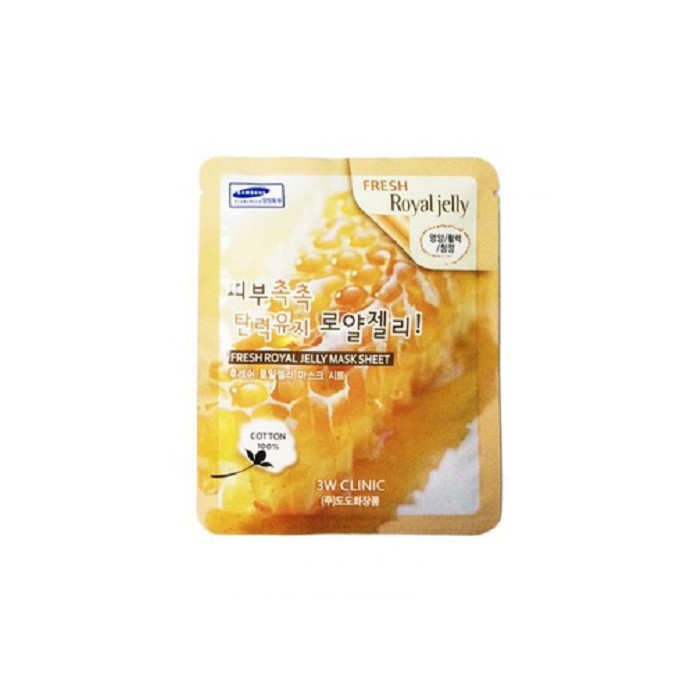 Bộ 5 miếng mặt nạ chiết xuất sữa ong chúa 3W Clinic Fresh Royal Jelly Mask Sheet 23ml X 5