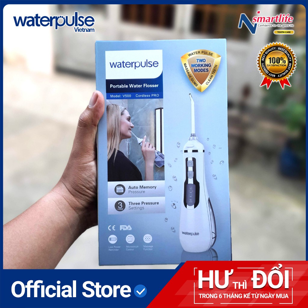 Máy tăm nước Waterpulse V700 cho người răng niềng, răng sứ, Implant răng giúp hạn chế mảng bám, viêm nướu