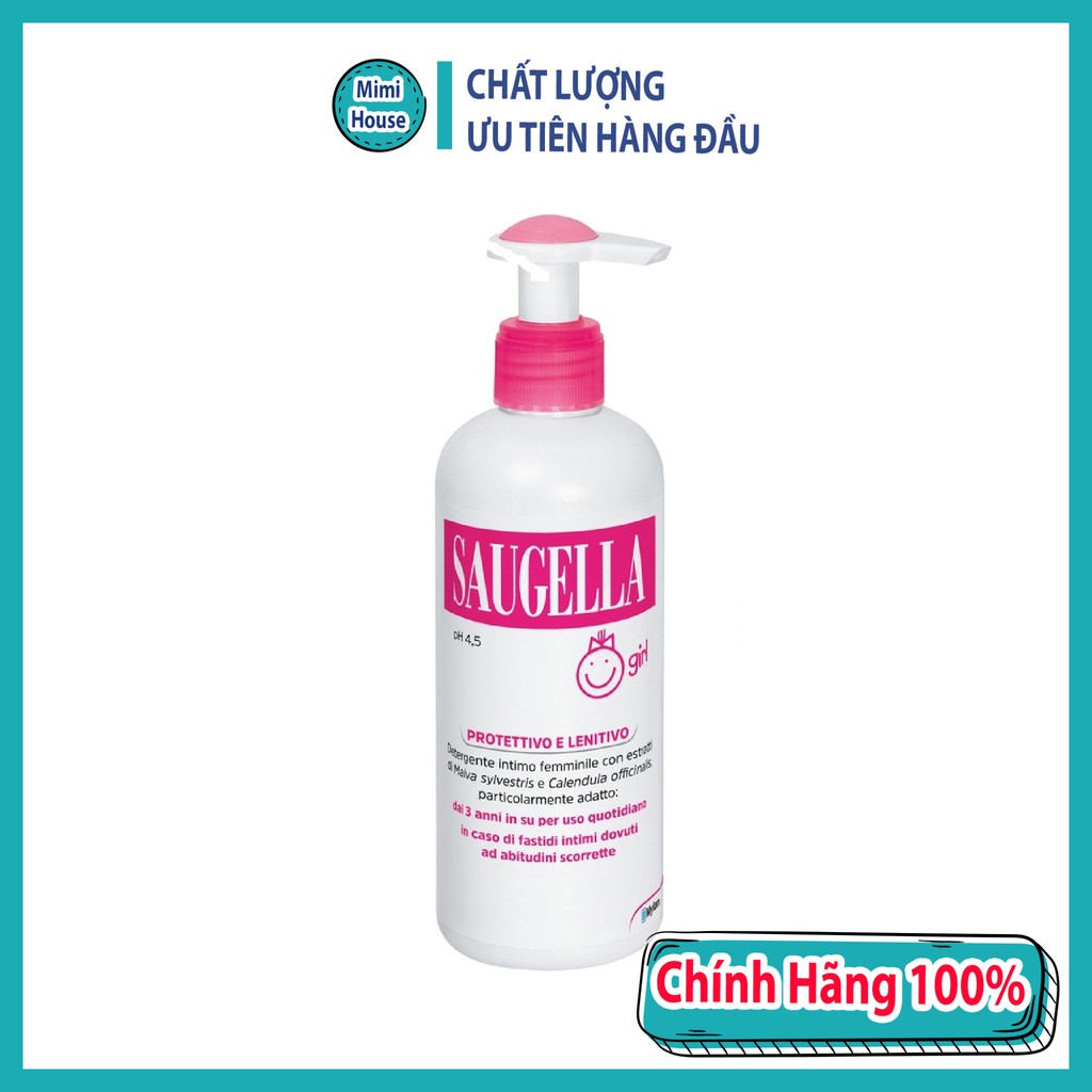 Dung dịch vệ sinh Saugella cho bé gái từ 3 - 12 tuổi 200ml hàng Pháp chuẩn - Mỹ phẩm MiMi House