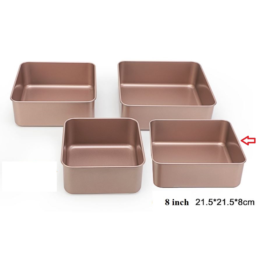 Khay/khuôn vuông nướng bánh chống dính sâu lòng size 7inch 8inch 9inch