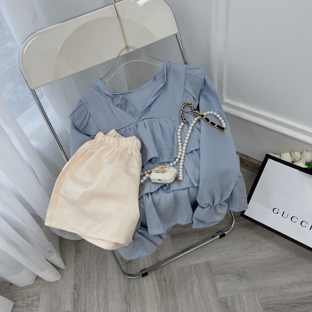 SET ÁO XANH BÈO BBD + SHORT KEM LƯNG THUN