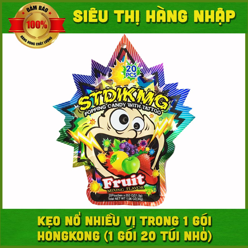 Lốc 12 gói kẹo nổ Striking vị trái cây HongKong (20 túi nhỏ nhiều vị trong 1 gói lớn)