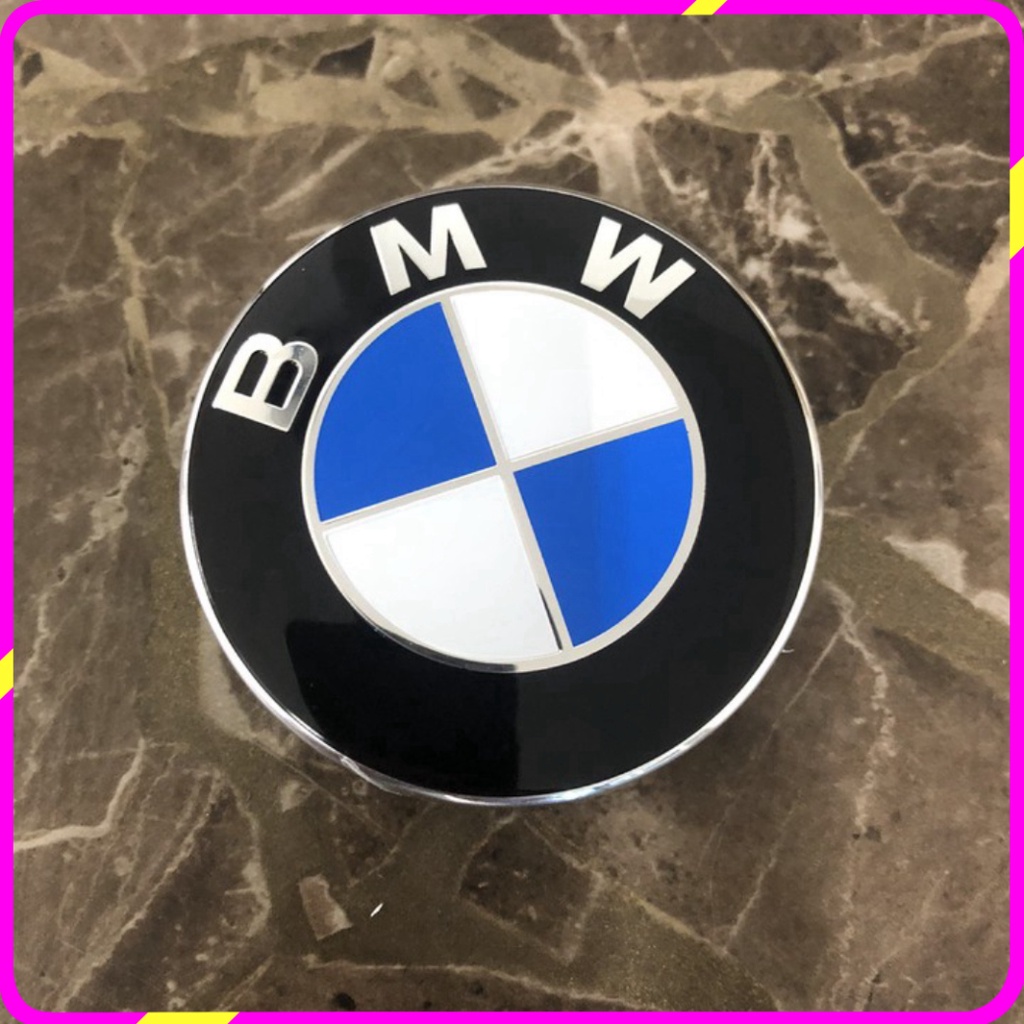 Logo chụp mâm, ốp lazang bánh xe ô tô BMW, kích thước 68mm, 60mm và 55mm, chất liệu nhựa ABS