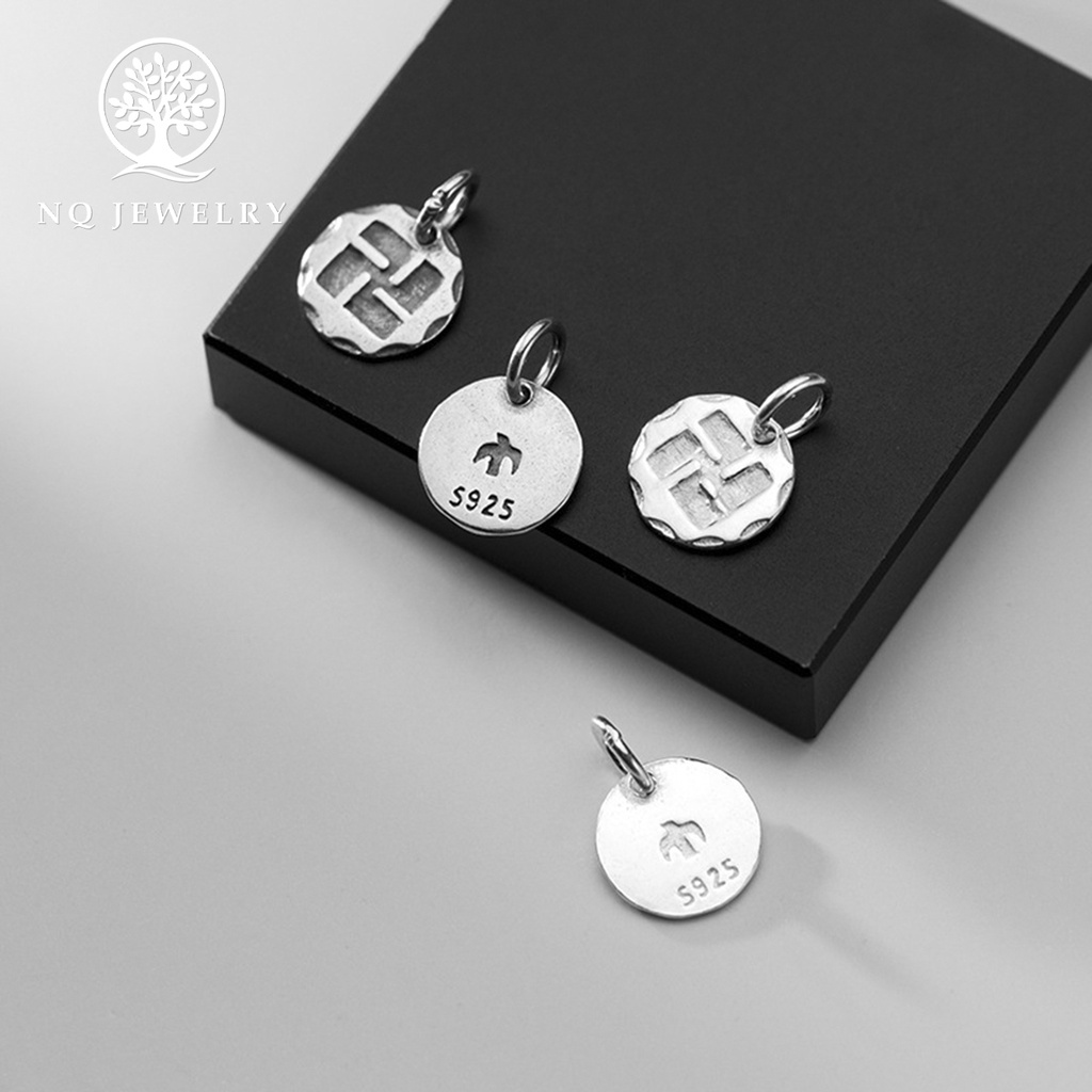 Charm bạc hình chữ vạn treo - NQ Jewelry