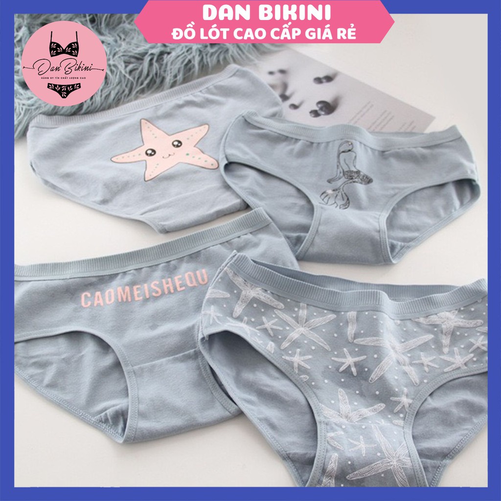 Quần Lót Nữ ❤️FREESHIP❤️ Quần Lót Cotton 100% cạp chun thoáng mát mềm mại 💞 Quần Lót set nàng tiên cá dễ thương mã 3775