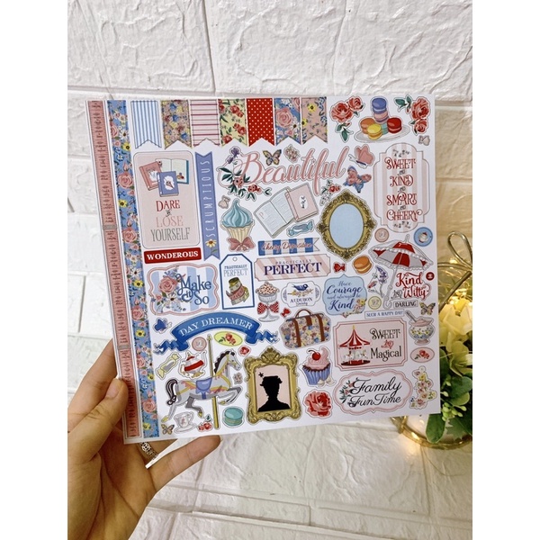 Sticker theo tờ trang trí love box , khung ảnh 3D ,Scrapbook chủ đề Happy và Happy Brithday không dán decal