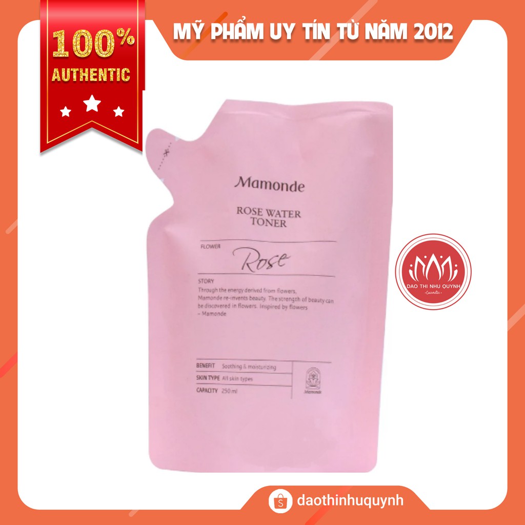 Nước Hoa Hồng Dưỡng Ẩm Mamonde Rose Water Toner 250ml Dạng Túi Refill